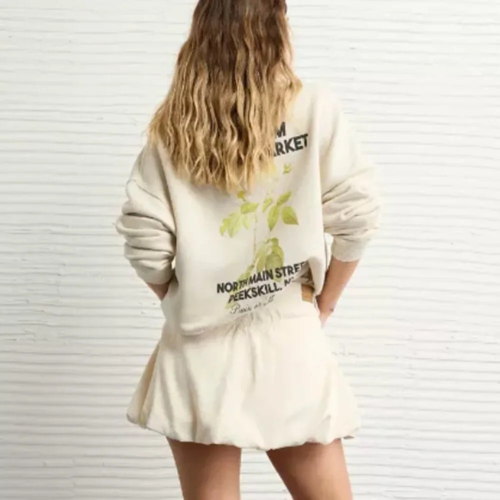 American Eagle Skort Stretch Bubble Mini Mid-Rise Skirt in Cream Beige Size 10 - Picture 8 of 11